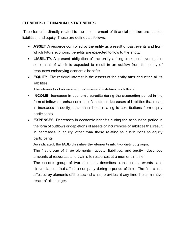 Elements of Financial Statements | PDF | Income Statement | Fixed Asset