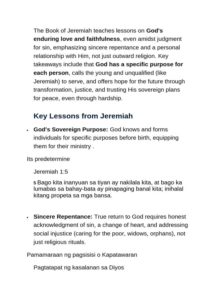 The Book of Jeremiah Teaches Lessons on God | PDF | Prophet | Jeremiah