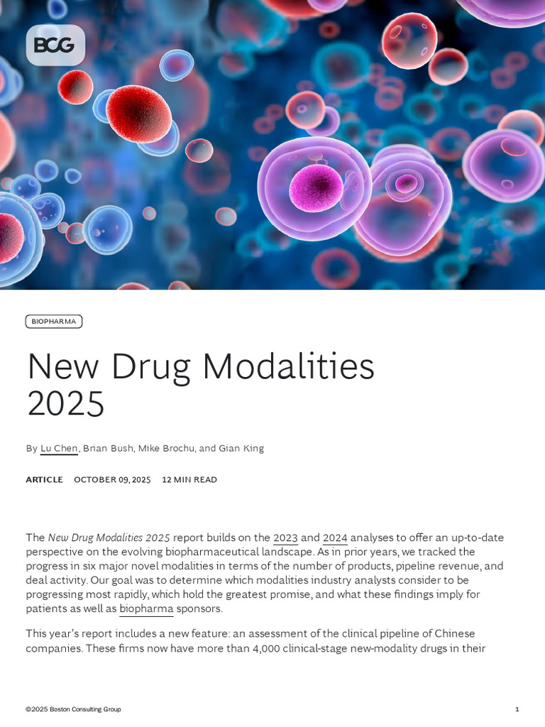 Emerging New Drug Modalities | PDF | Gene Therapy | Biopharmaceutical