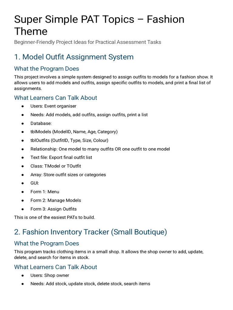Super Simple PAT Topics Fashion | PDF | Online Shopping | Databases
