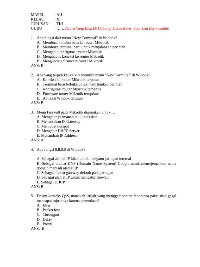 Format Soal Mapel Aij.1 | PDF
