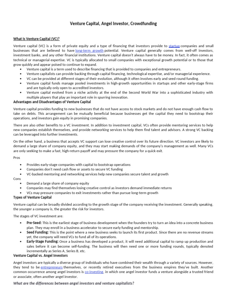 Venture Capital | PDF | Corporate Finance | Venture Capital