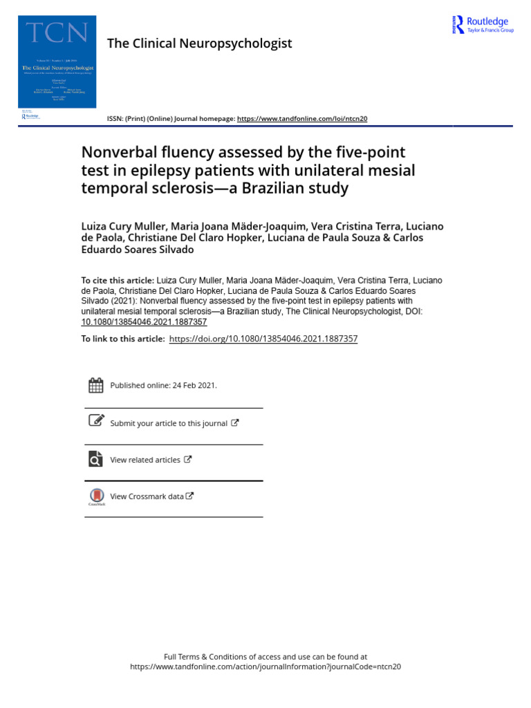 Nonverbal Fluency Assessed by The Five-Point Test in Epilepsy Patients ...