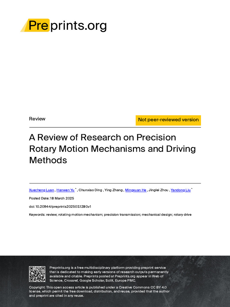 A Review of Research on Precision Rotary Motion Mechanisms and Driving ...