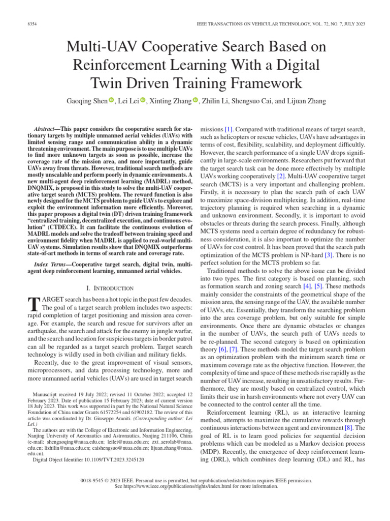 Multi-UAV Cooperative Search Based On Reinforcement Learning With A ...