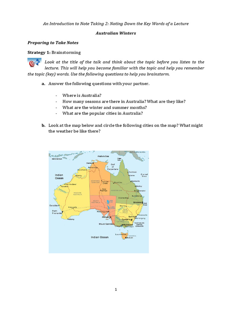 10 an Introduction to Note Taking 2 Task Sheet | PDF | Vocabulary ...