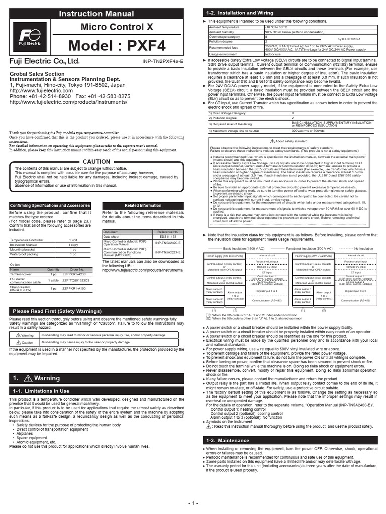 PXF4 Concise Manual | PDF | Relay | Power Supply