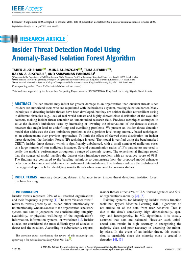 Insider Threat Detection Model Using Anomaly-Based Isolation Forest ...