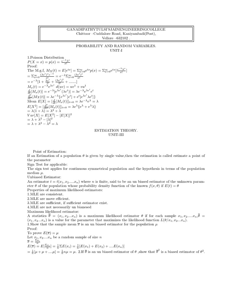 Probability and Statistics | PDF | Estimator | Bias Of An Estimator