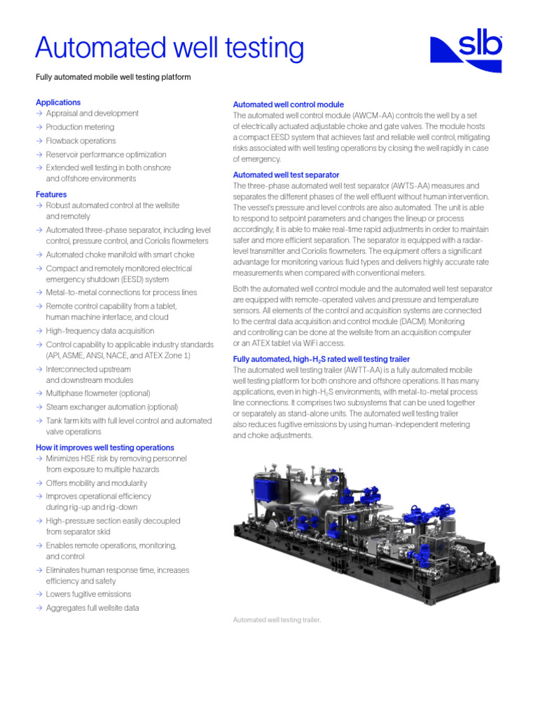 Automated Well Testing Ps 3 | PDF | Automation | Flow Measurement
