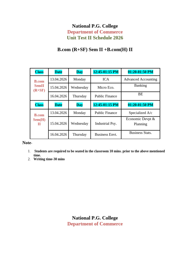 Unit Test II 2026 | PDF | Money | Business