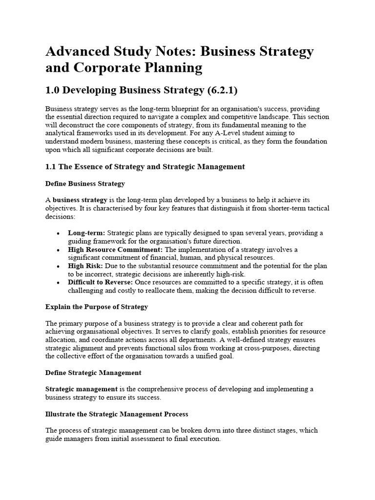 Business Strategy Notes | PDF | Strategic Management | Swot Analysis