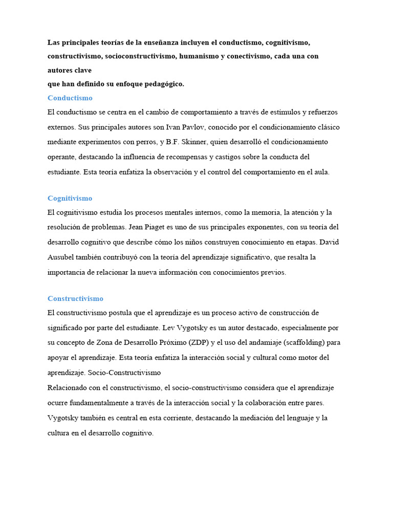Teoria de Enseñanza | PDF | Constructivismo (filosofía de la educación ...
