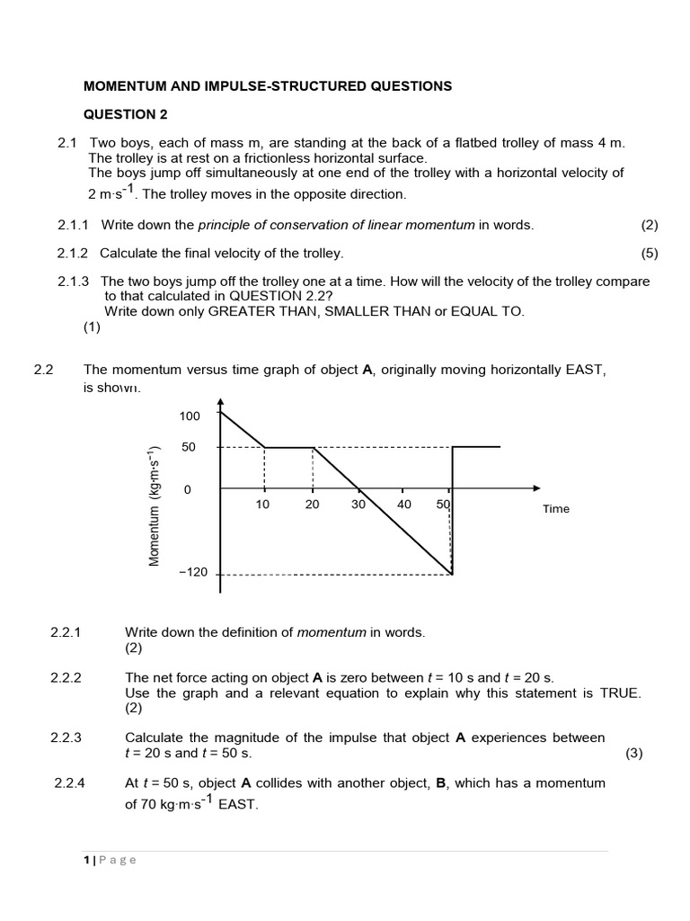 Momentum and Impulse Worksheet (2) (1) | PDF | Momentum | Collision