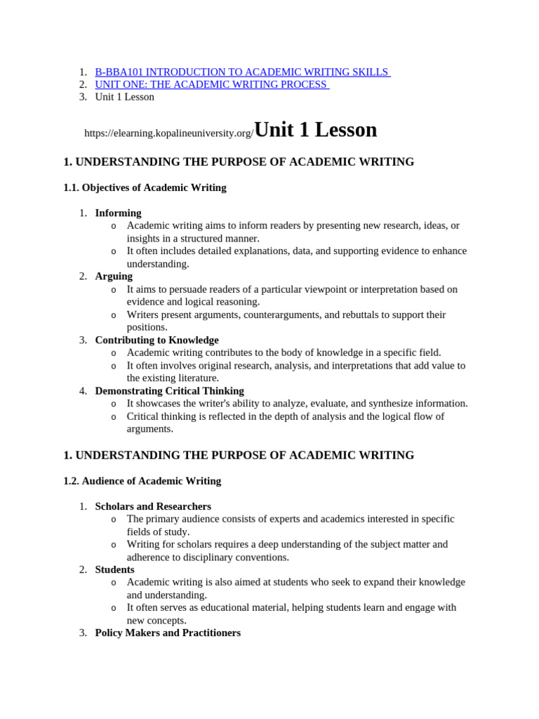INTRODUCTION TO ACADEMIC WRITING SKILLS MODULE | PDF | Proofreading ...