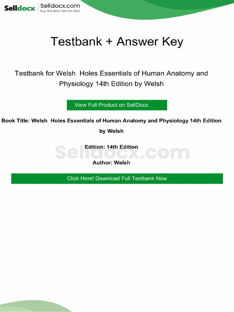 Welsh Holes Essentials of Human Anatomy and Physiology 14th Edition ...