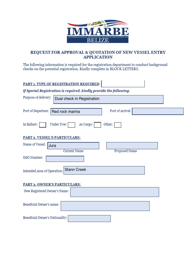 Request for Approval of New Vessel Entry Application | PDF