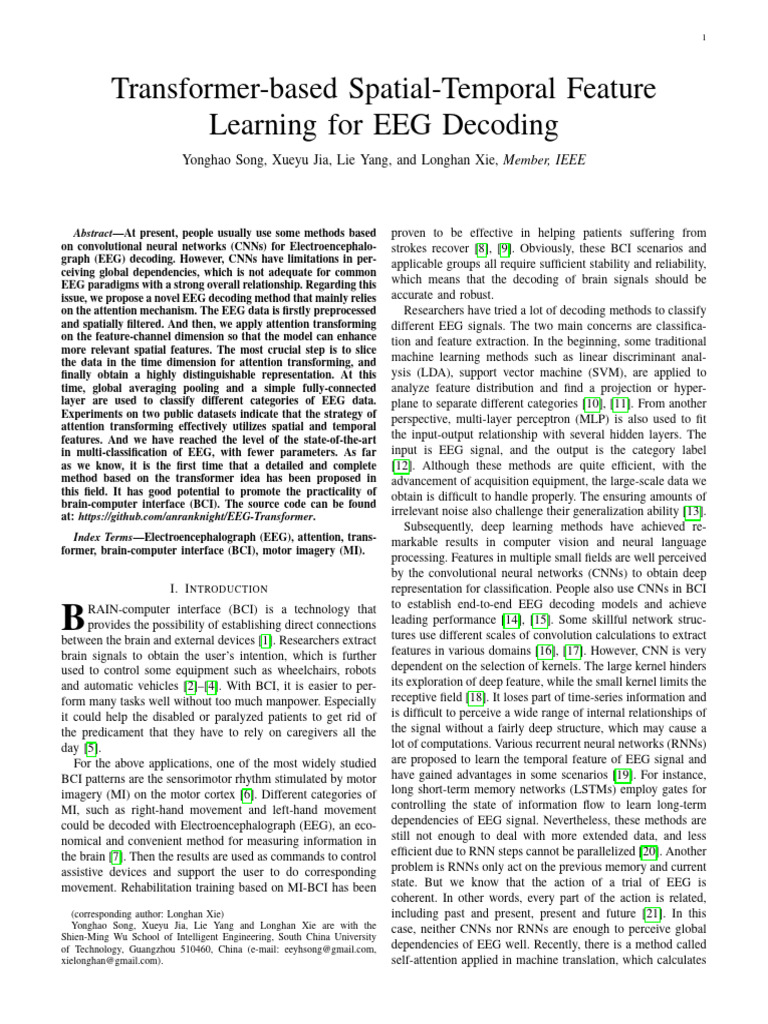 First Work Used Transformer-Based Spatial-Temporal Feature | PDF ...