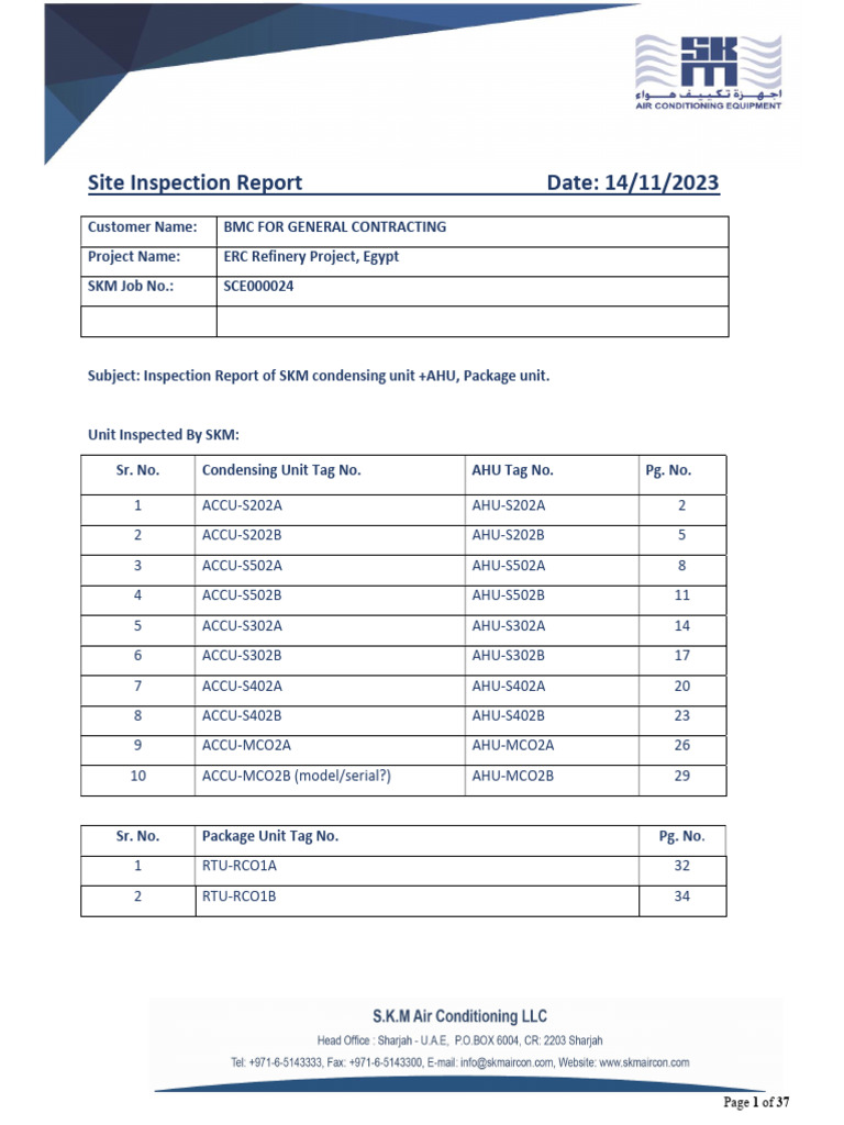 Exhibit (2) ERC Egypt Units Inspection Report | PDF | Building ...