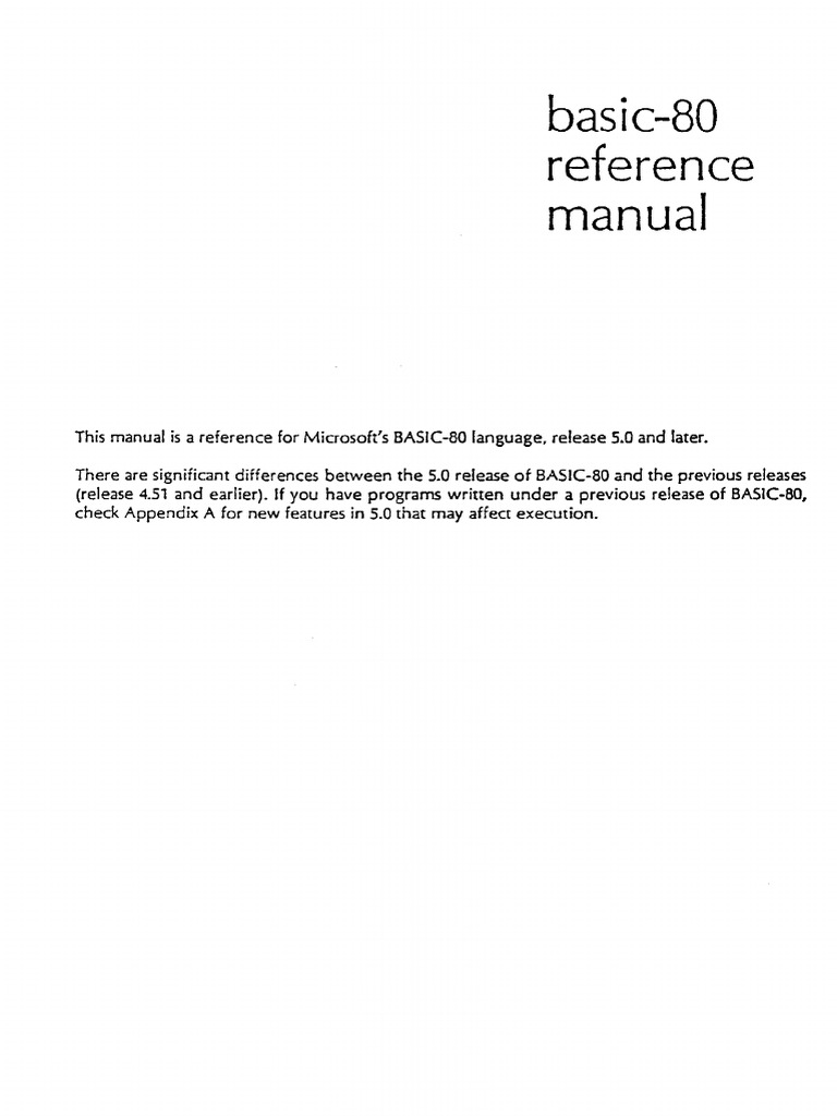 HHC BASIC-80 MBASIC Reference Manual | PDF