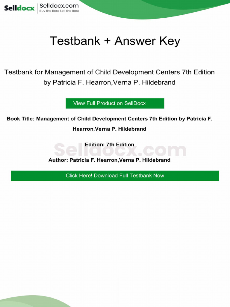 Management of Child Development Centers 7th Edition Testbank | PDF ...