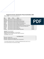 Program For B.tech. 2nd Semester Theory Exam 2012