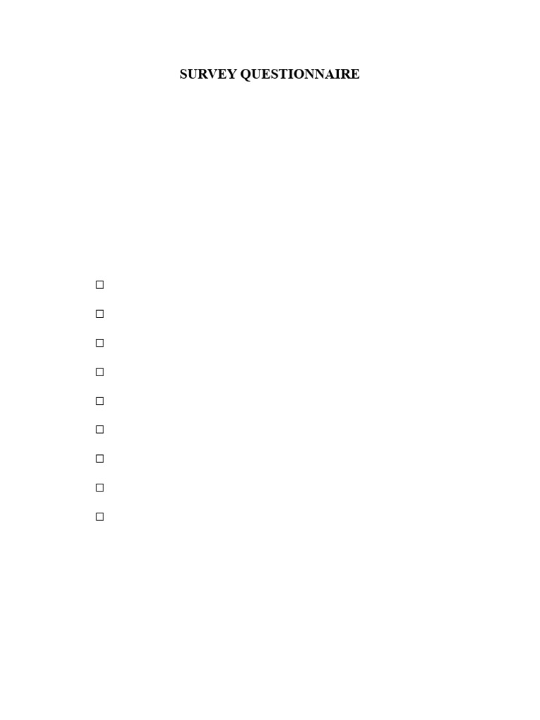 Survey Questionnaire | PDF