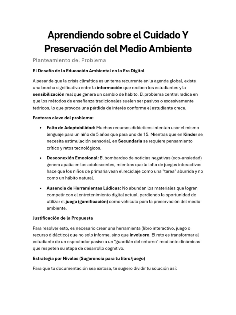 Aprendiendo Sobre El Cuidado Y Preservación Del Medio Ambiente | PDF ...