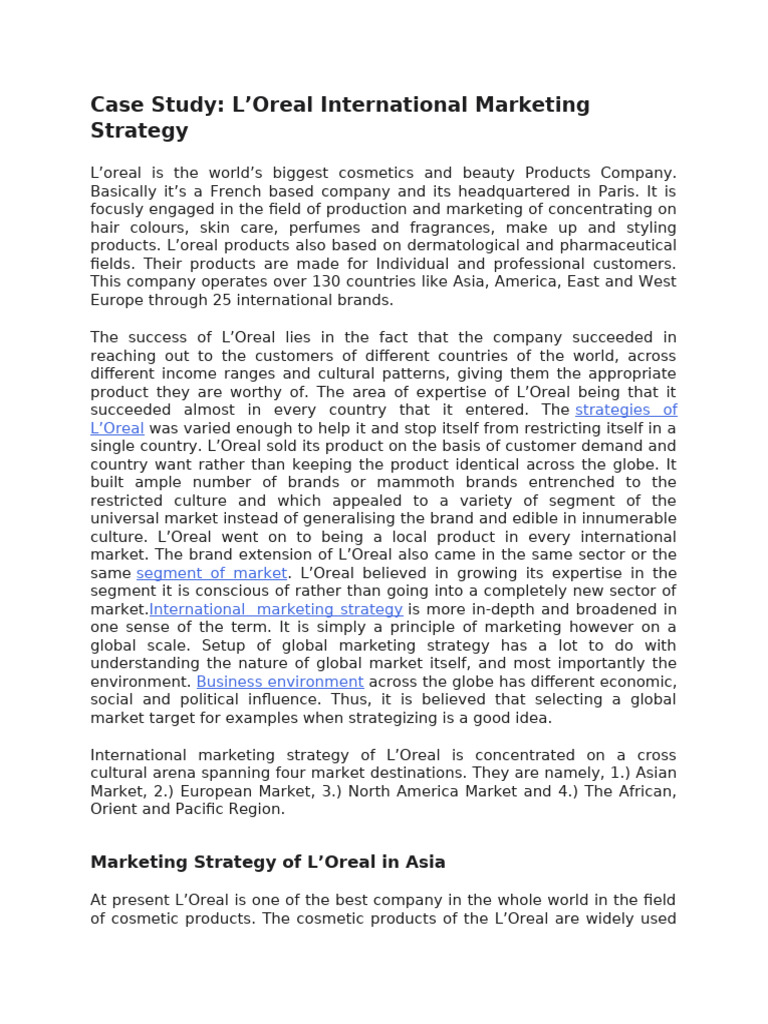 Case Study Loreal | PDF | Marketing | Brand