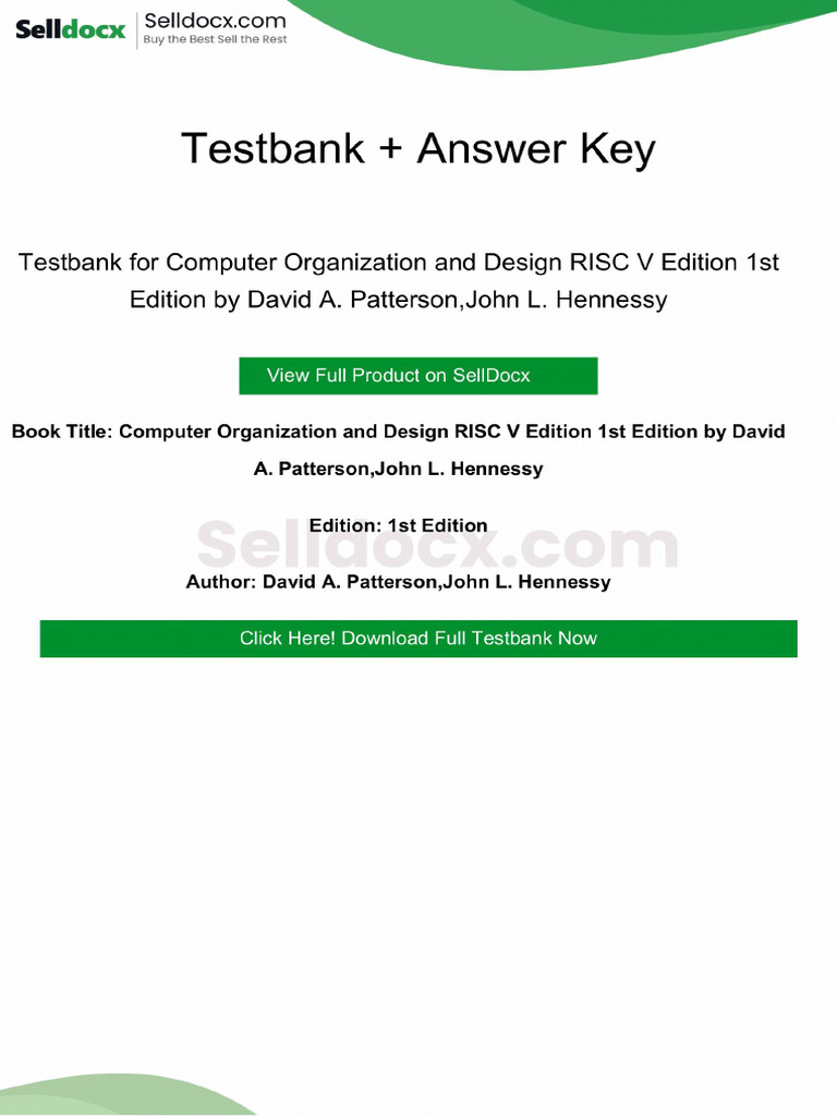 Computer Organization and Design RISC v Edition 1st Edition Solution ...
