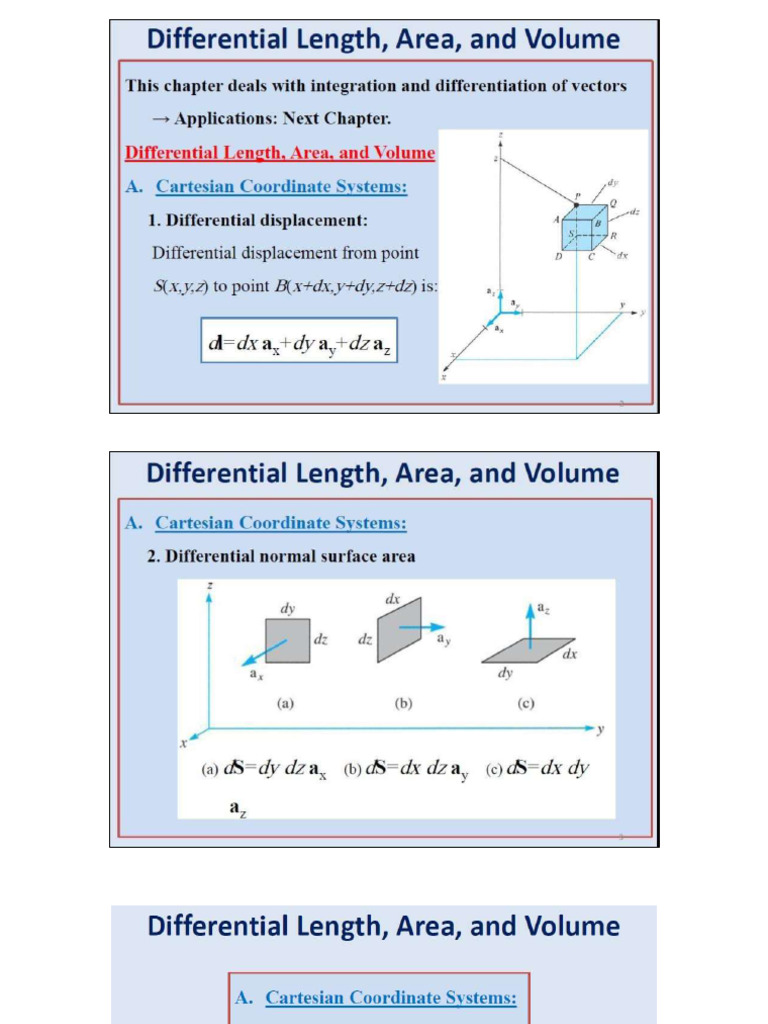 Differential Length, Surface Area and Volume_copy | PDF