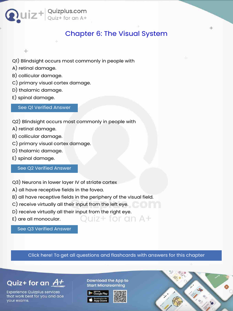 Blindsight Occurs Most Commonly in People With | PDF | Central Nervous ...