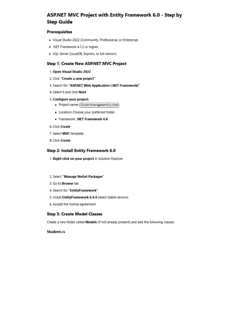 ASP.net MVC With Entity Framework 6.0 - Complete Tutorial | PDF ...