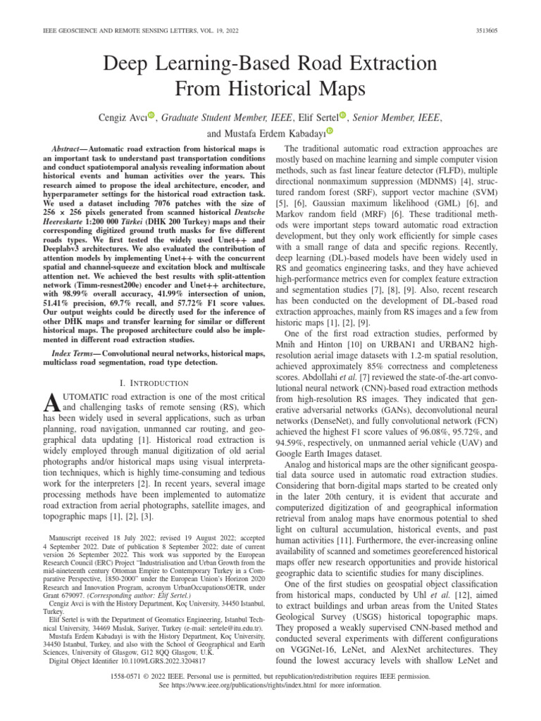 Deep Learning-Based Road Extraction From Historical Maps (1) | PDF ...