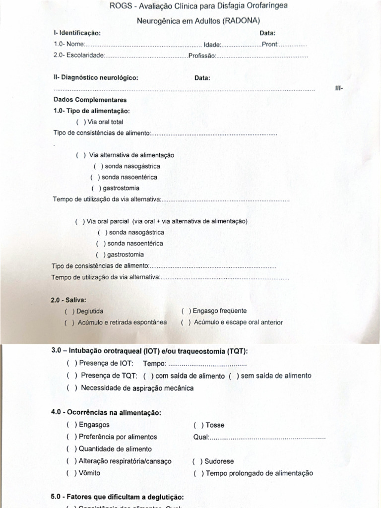 ROGS - Avaliação Clínica para Disfagia Orofaringea | PDF