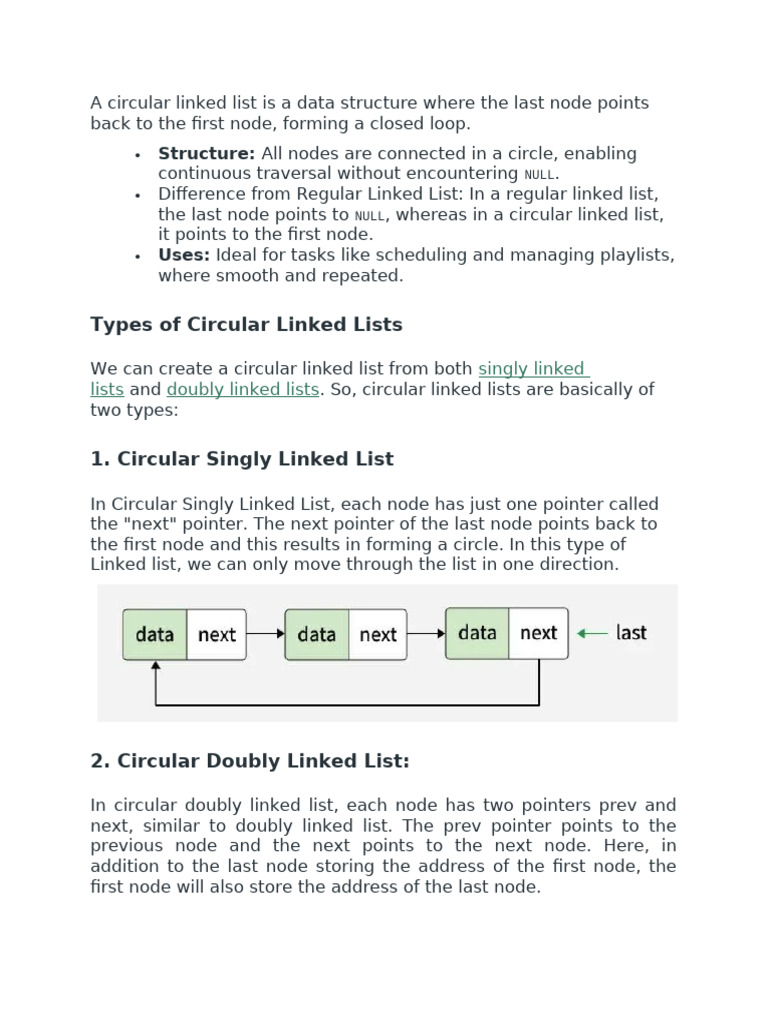 Circular linked list | PDF | Data | Computing