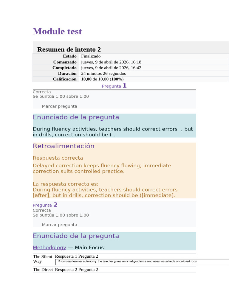 test modulo 4 excelente | PDF | Second Language | Fluency