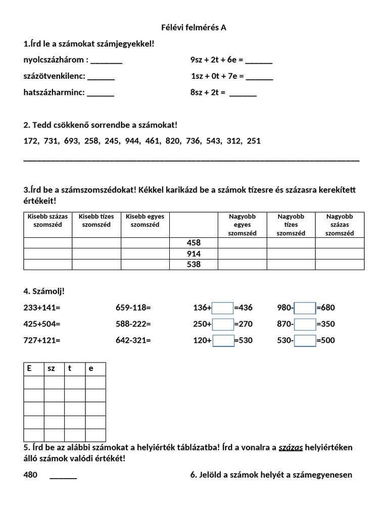 Félévi felmérők egyben két házi feladattal (1) | PDF