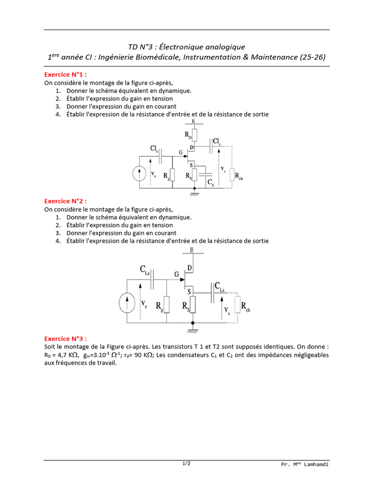 TD3 - Électronique Analogique | PDF