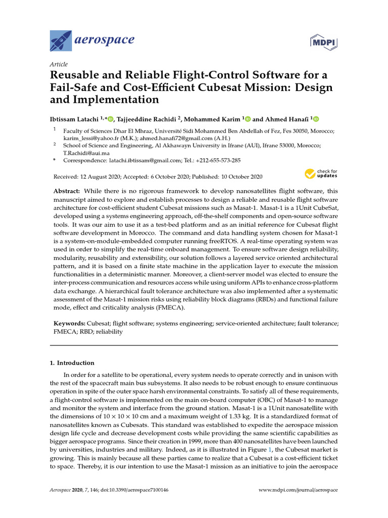 Reusable and Reliable Flight-Control Software for a Fail-Safe and Cost ...