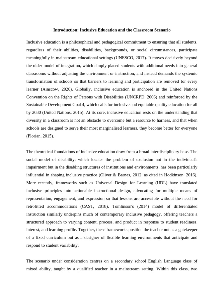 One Inclusive Education Introduction | PDF | Inclusion (Education ...