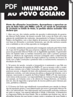 COMUNICADO AO POVO GOIANO