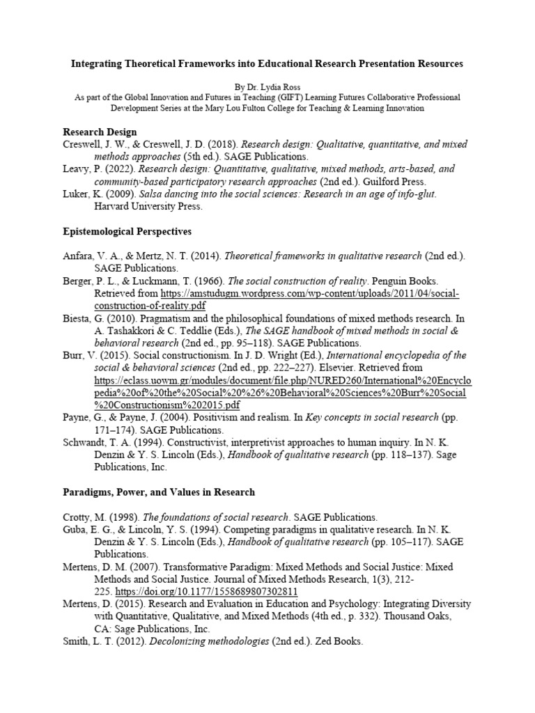 Theoretical Frameworks Resource List | PDF | Qualitative Research | Science