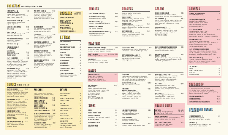Bills All Day Menu Board Landscape Xx0725 UK | PDF