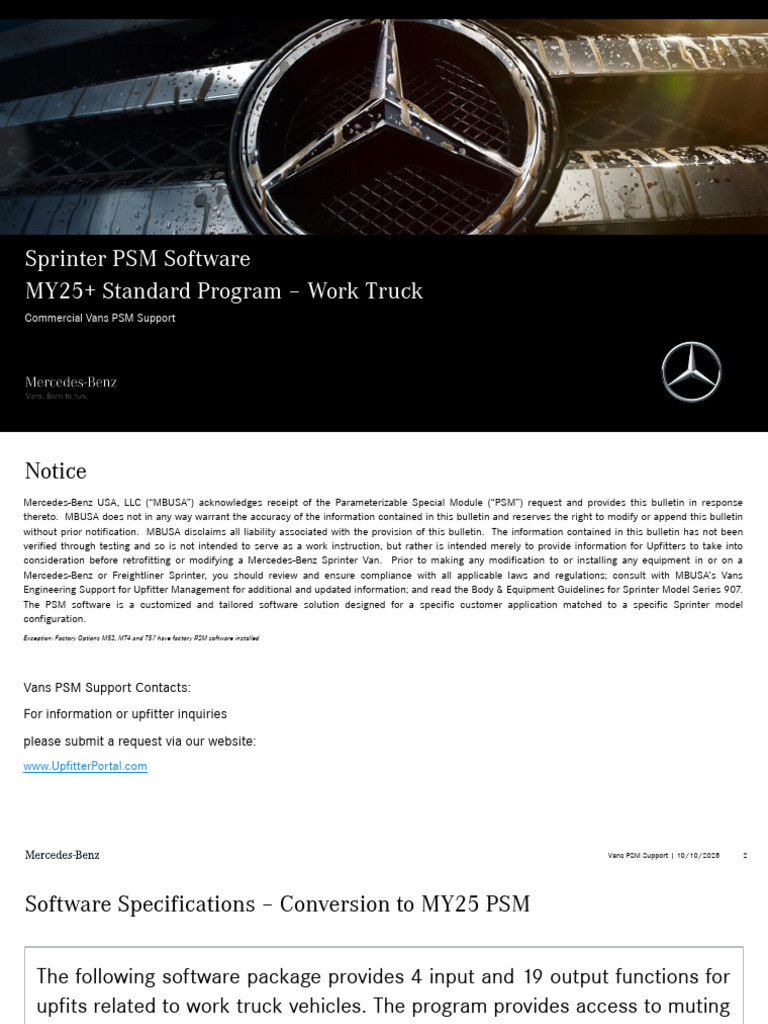 MY25 WorkTrucks Software Specification V4 | PDF | Mercedes Benz ...