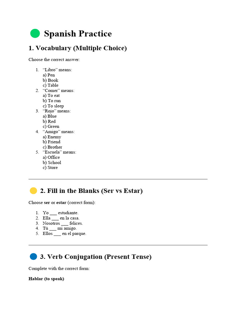 ? Spanish Practice | PDF