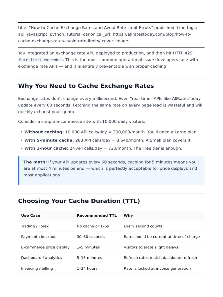 How To Cache Exchange Rates Avoid Rate Limits | PDF | Cache (Computing ...