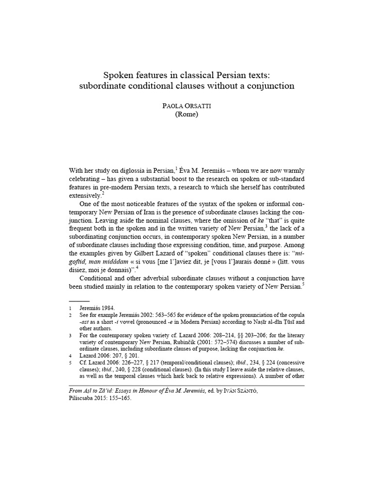 Spoken_features_in_classical_Persian_tex | PDF | Grammar | Language ...