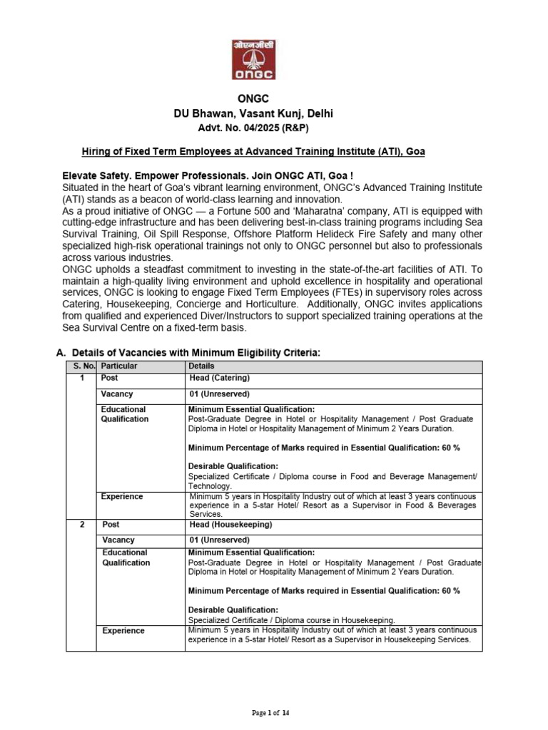 _documents_77751_2660534_ATI_Goa_FTE | PDF | Housekeeping | Scuba Diving