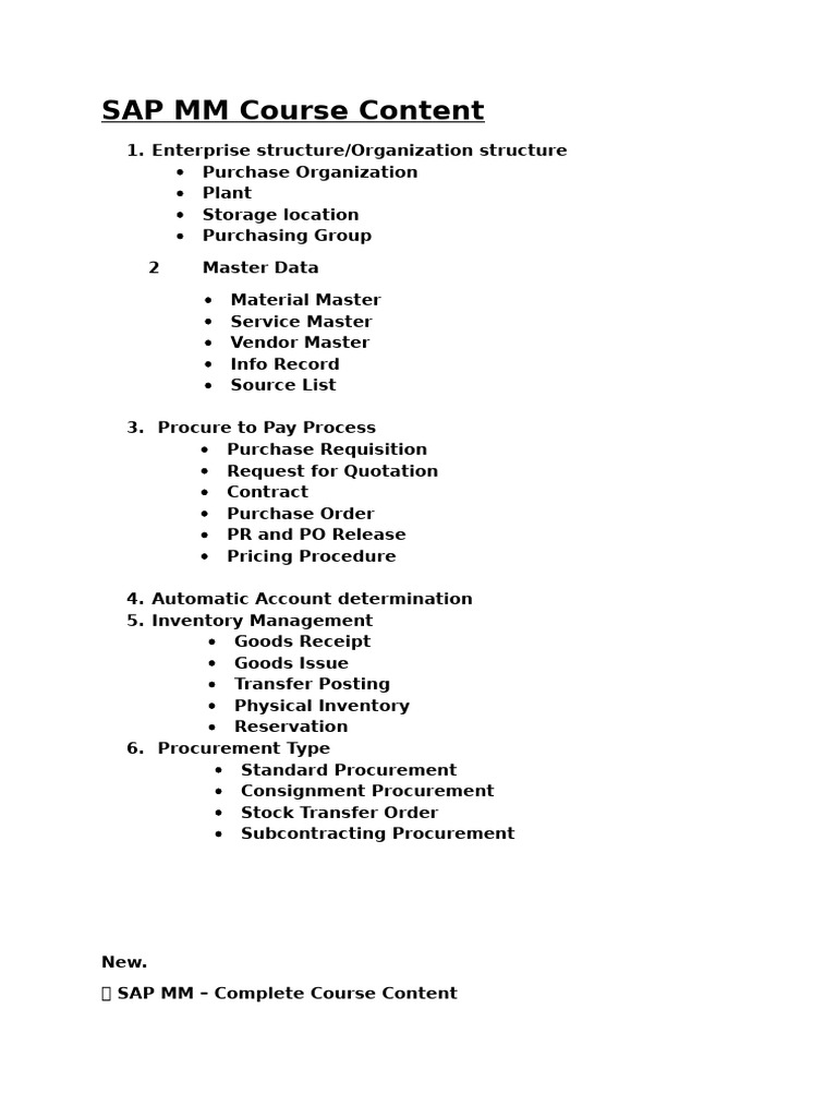 SAP MM Syllabus-4 | PDF | Inventory | Valuation (Finance)
